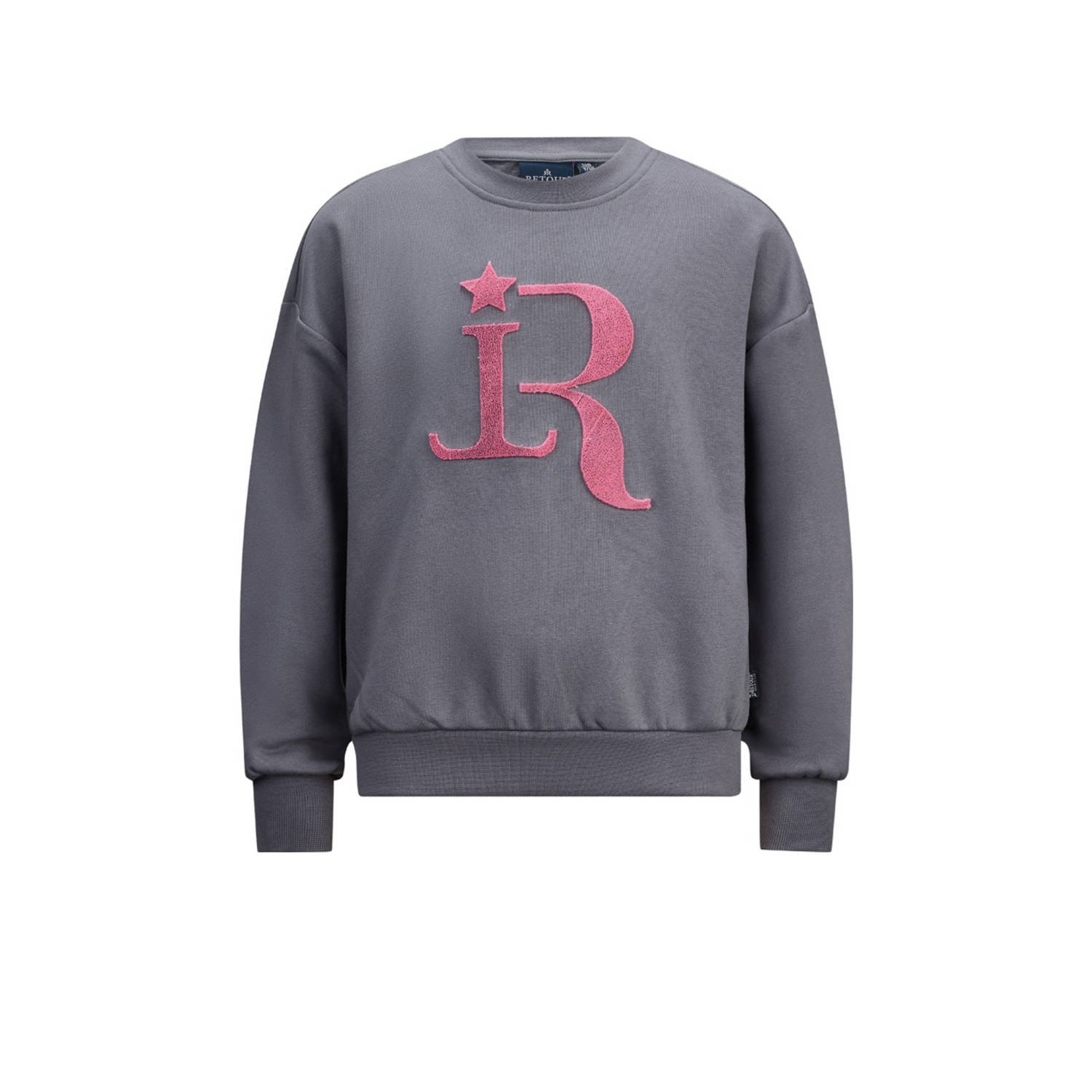 Retour Jeans sweater Grace met printopdruk staalgrijs