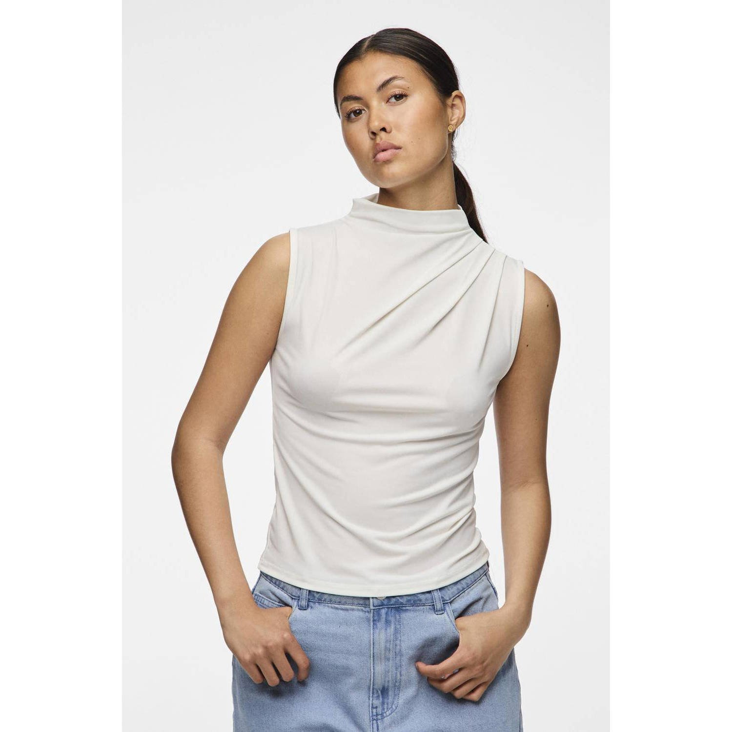 Pieces Regular fit top met opstaande kraag model 'MADISON'