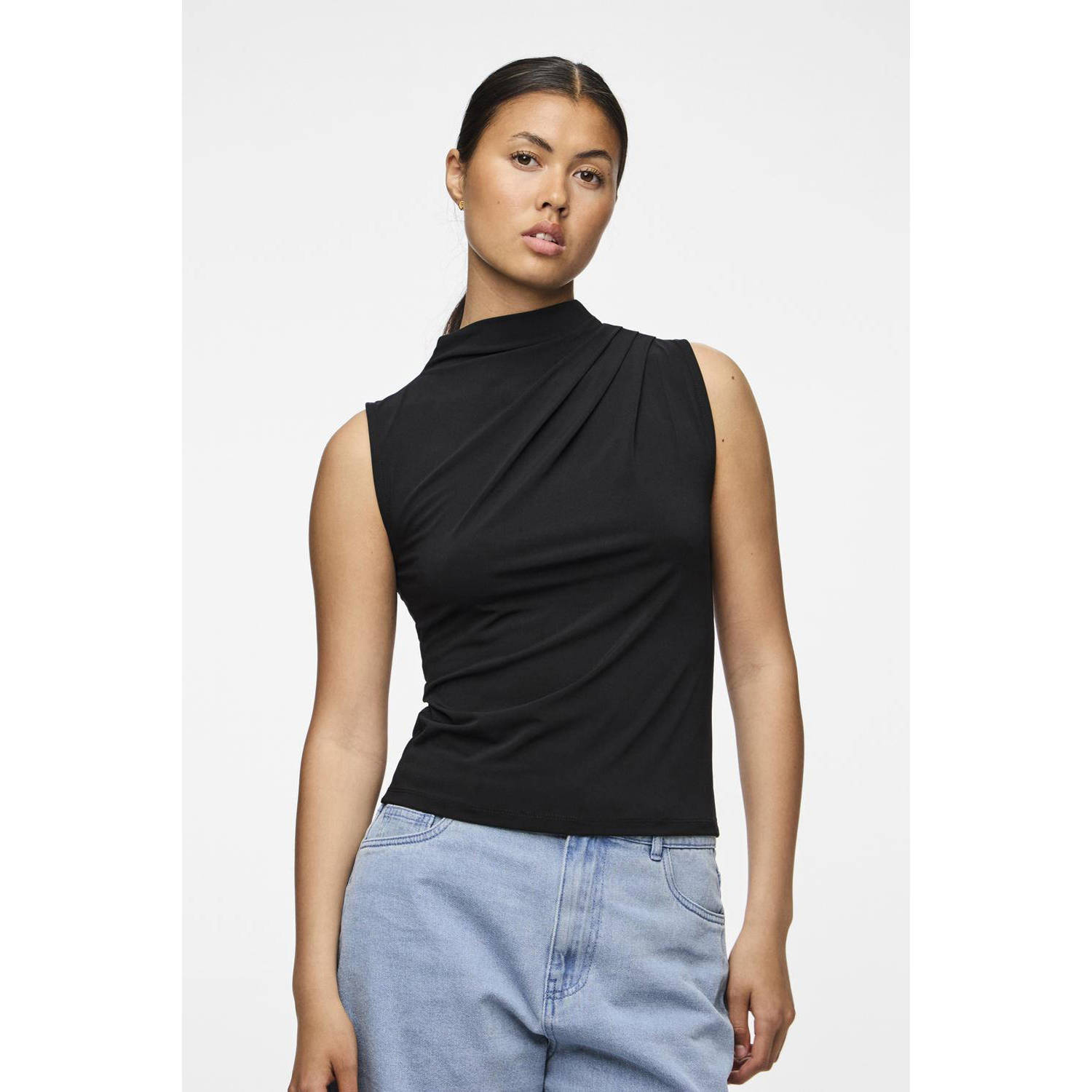 Pieces Regular fit top met opstaande kraag model 'MADISON'