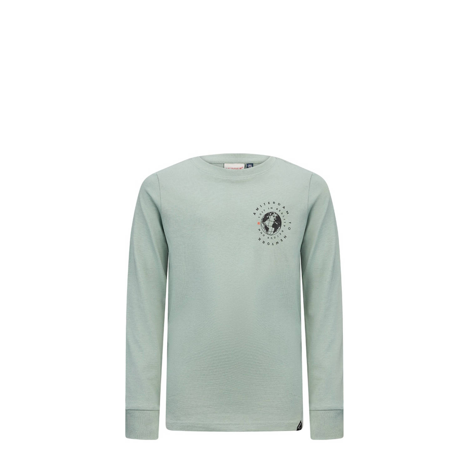 Retour Jeans longsleeve Ossian met backprint zachtgroen Jongens Katoen Ronde hals 146 152