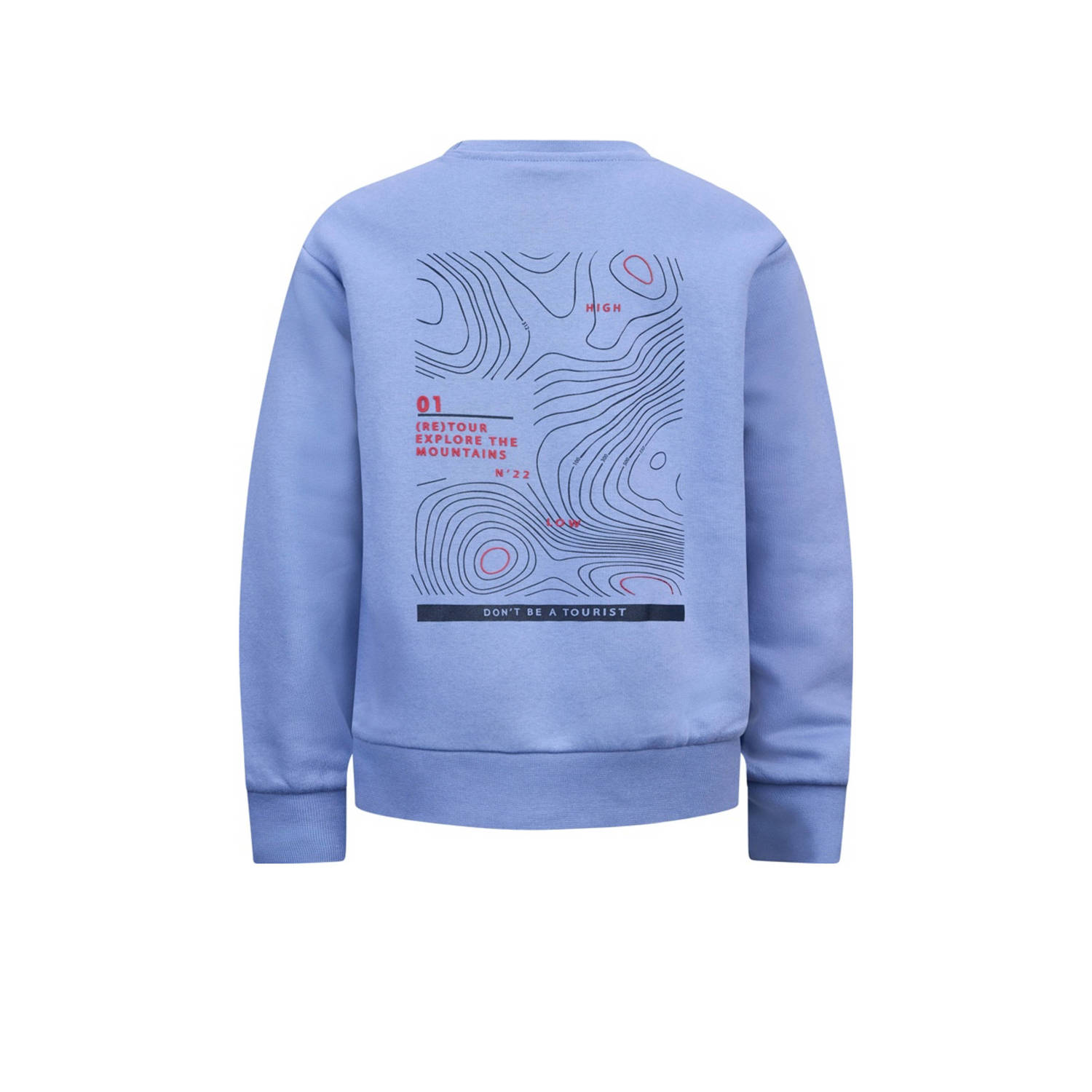 Retour Jeans sweater Hakar met backprint blauw