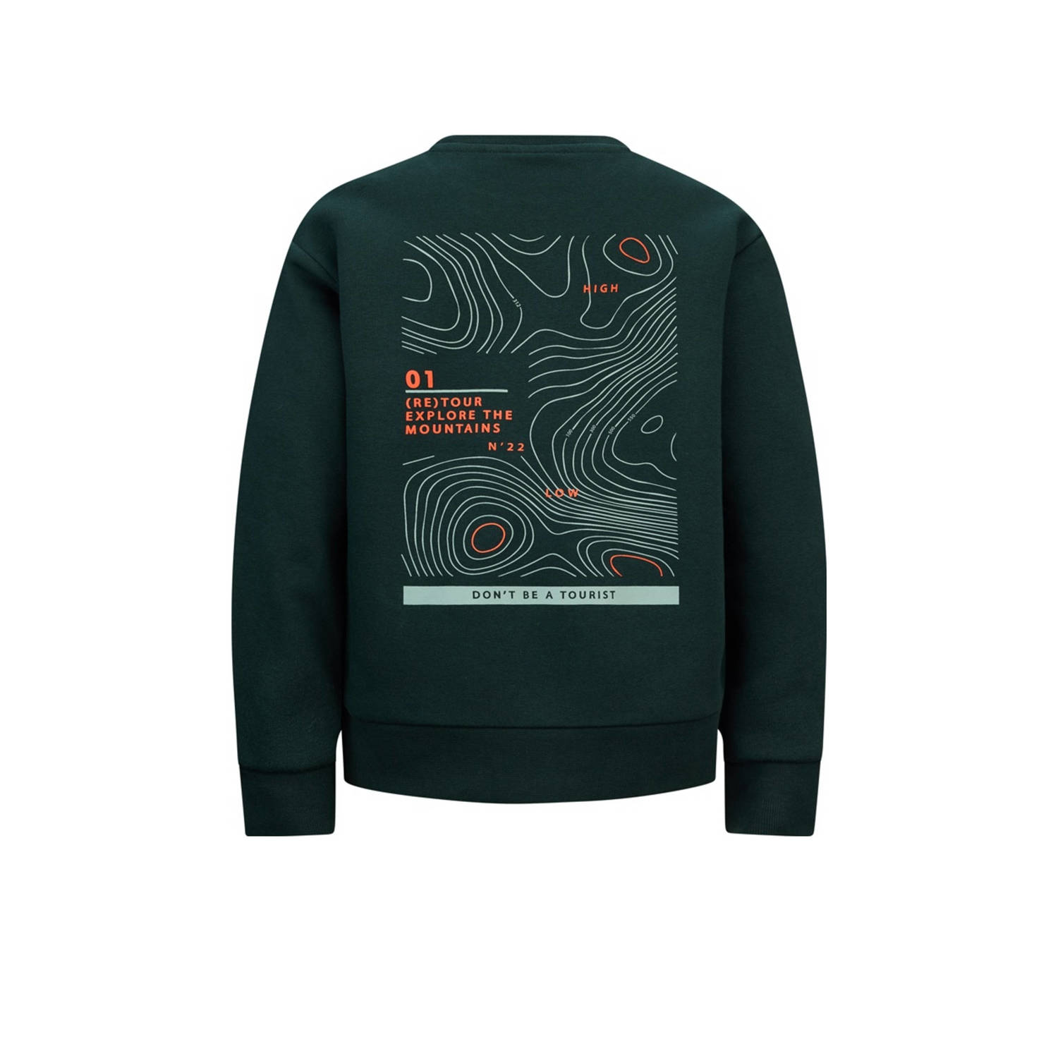 Retour Jeans sweater Hakar met backprint donkergroen