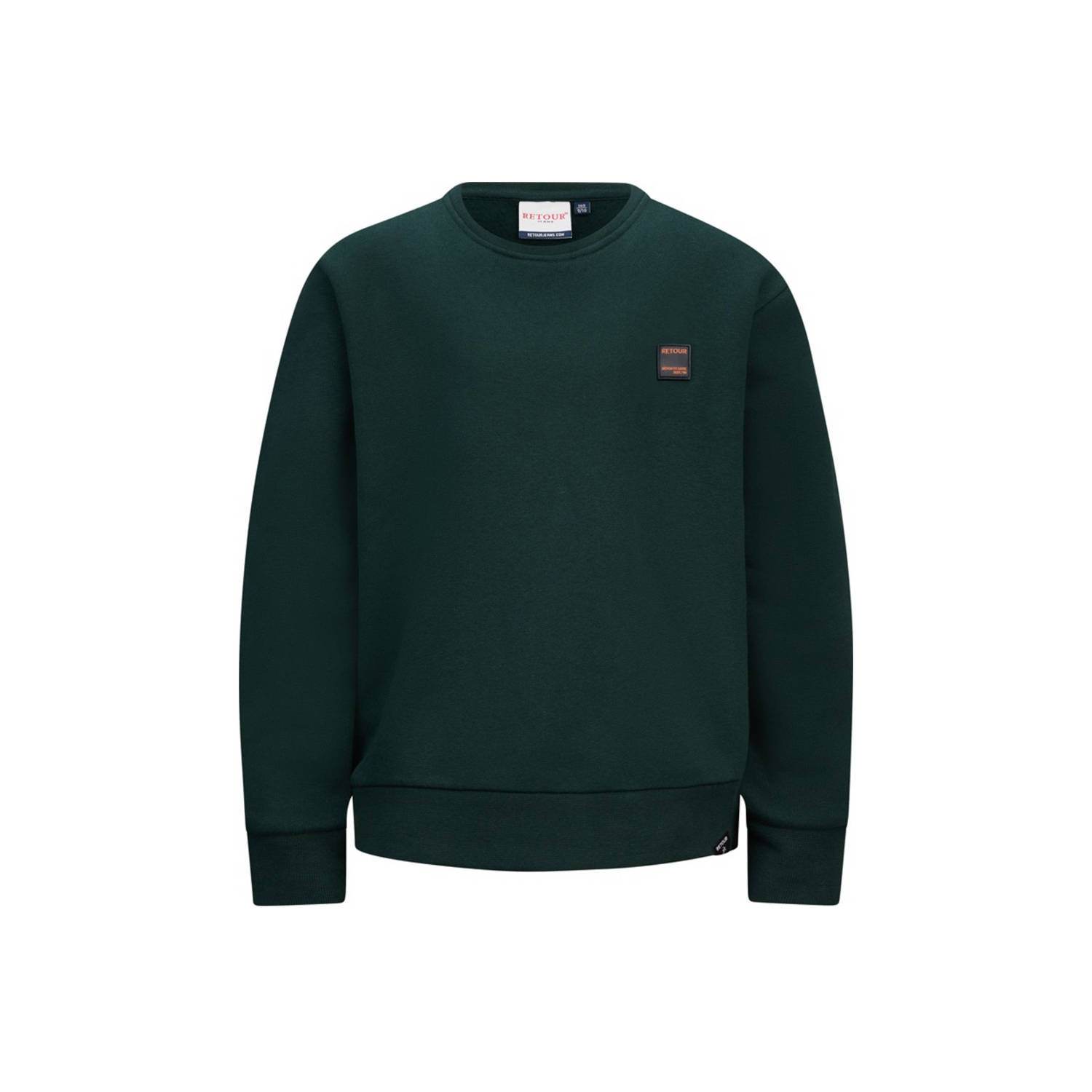 Retour Jeans sweater Hakar met backprint donkergroen Backprint 170 176