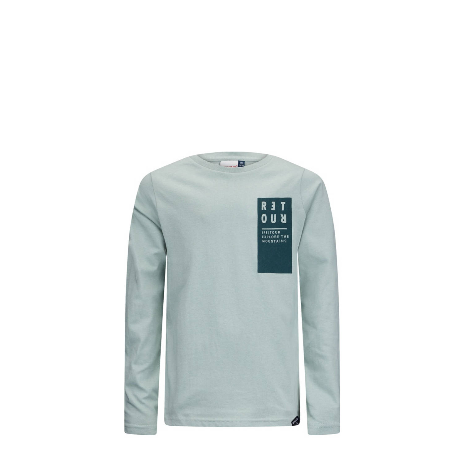 Retour Jeans longsleeve Kjell met printopdruk zachtgroen Jongens Katoen Ronde hals 122 128