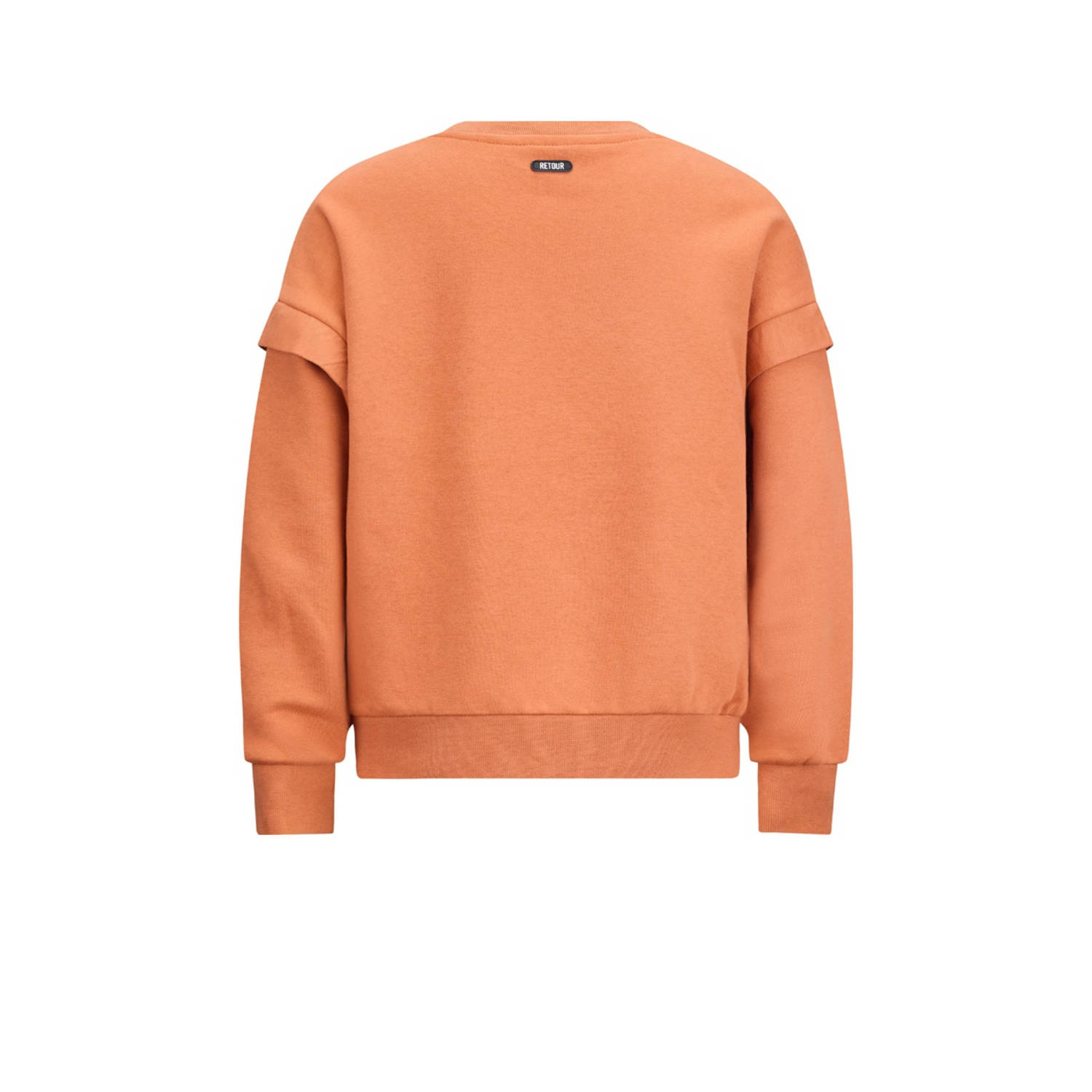 Retour Jeans sweater Abadou met tekst warmbruin