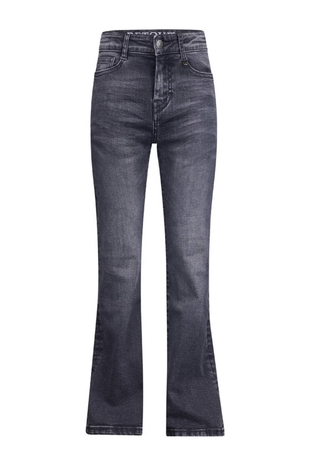 Grey denim meisjes Retour Jeans high waist flared jeans Sidi flare van stretchdenim met rits- en drukknoopsluiting en effen