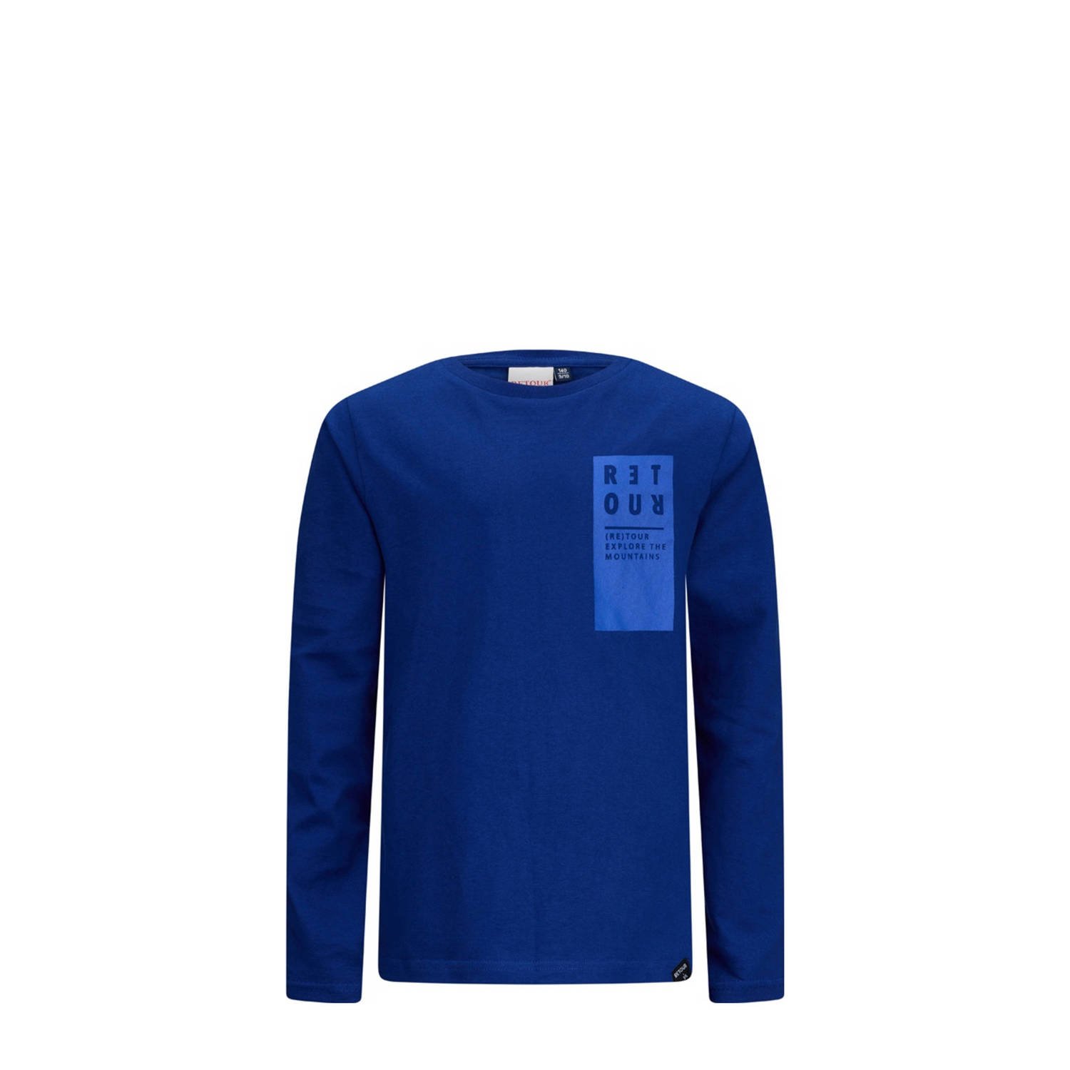 Retour Jeans longsleeve Kjell met printopdruk blauw Jongens Katoen Ronde hals 170 176