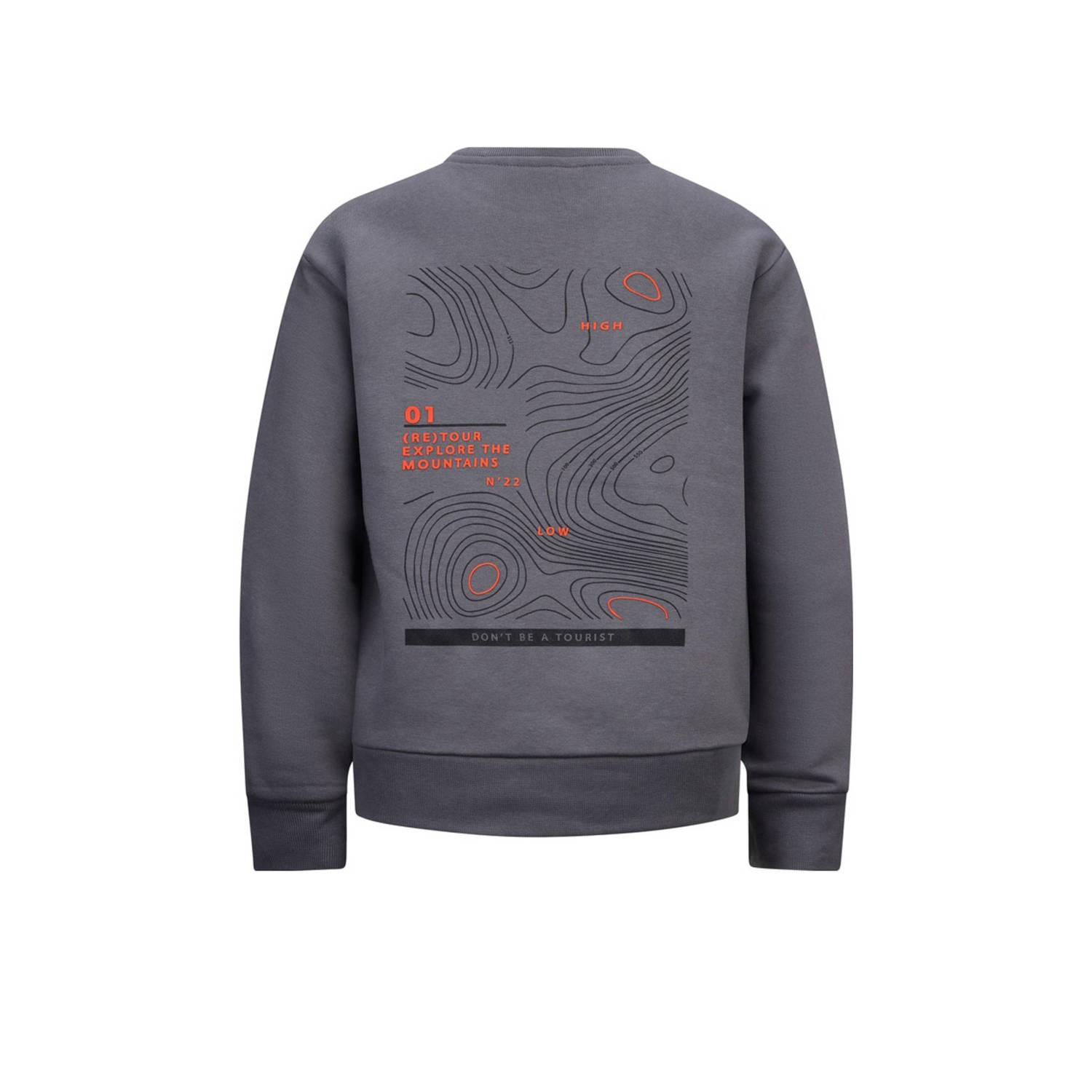 Retour Jeans sweater Hakar met backprint grijs