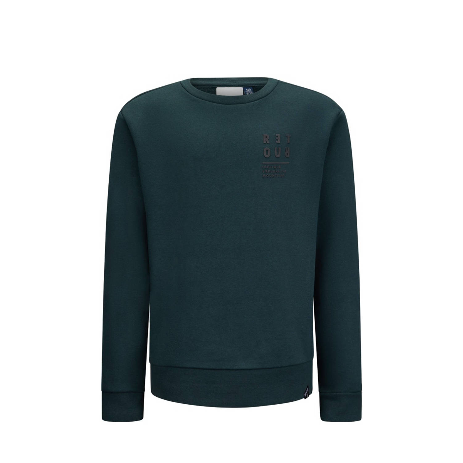 Retour Jeans sweater Borya met printopdruk donkergroen Printopdruk 134 140
