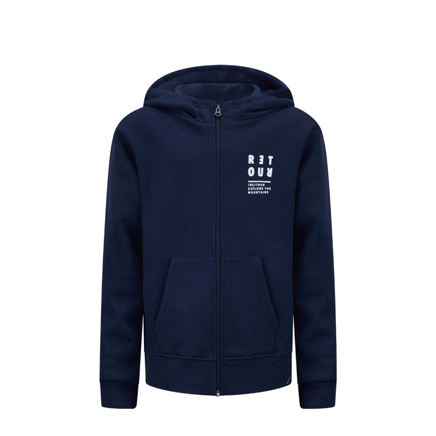 Retour Jeans sweatvest Asher met printopdruk donkerblauw