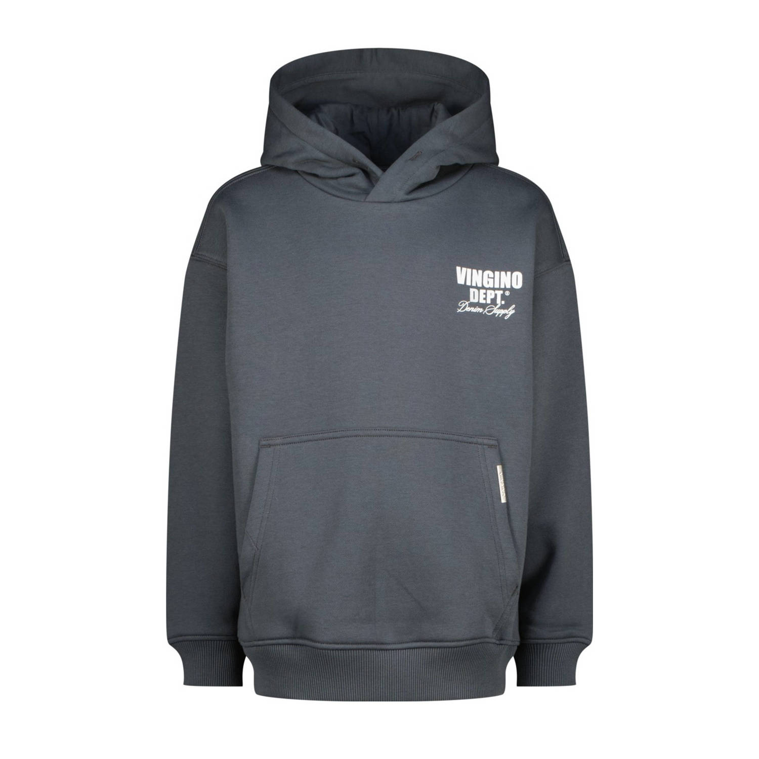 VINGINO hoodie Basic met printopdruk donkergrijs Sweater Printopdruk 104