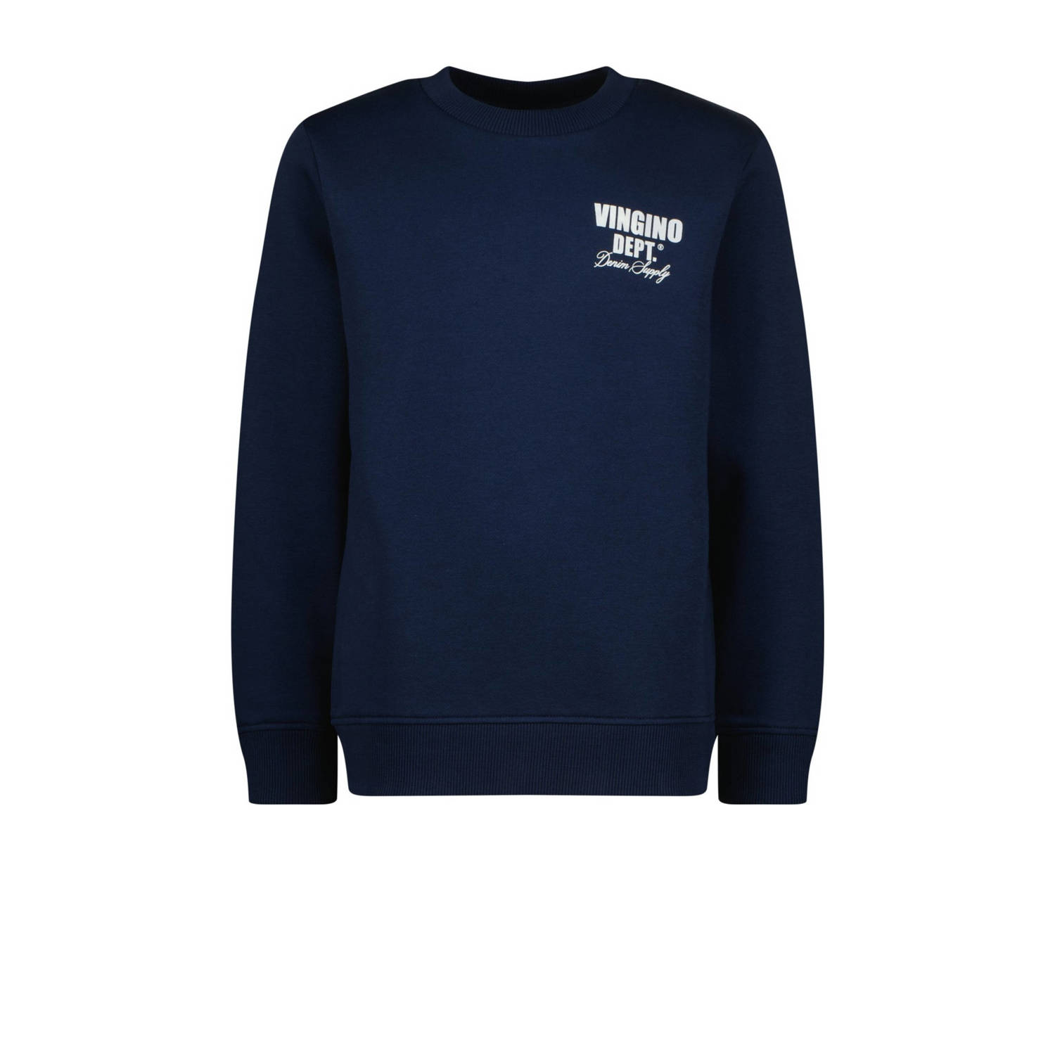 VINGINO sweater Basic met printopdruk donkerblauw Printopdruk 104
