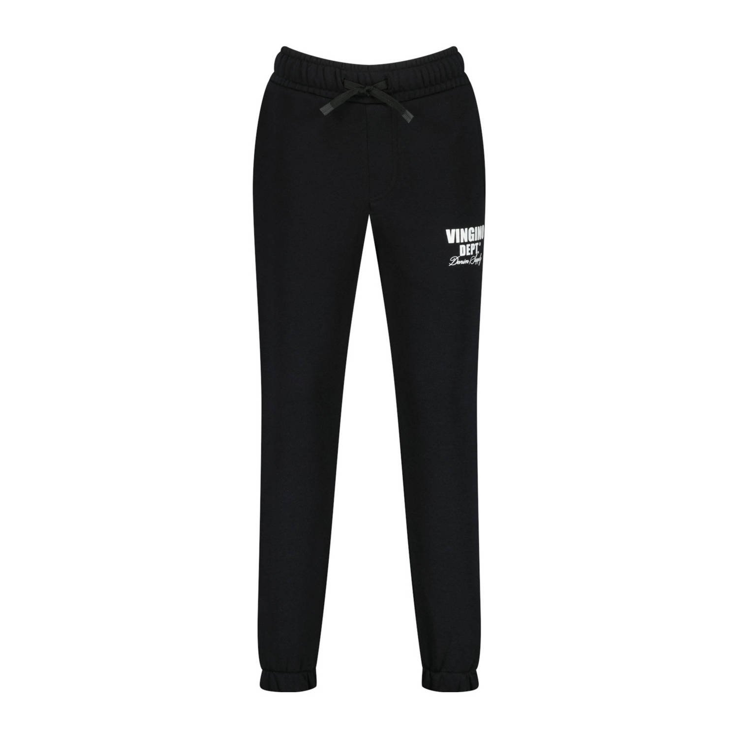 VINGINO tapered fit joggingbroek Basic met printopdruk zwart Jongens Sweat 104