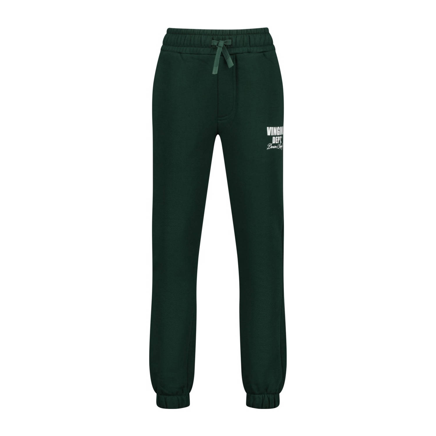 VINGINO tapered fit joggingbroek Basic met printopdruk donkergroen Jongens Sweat 104