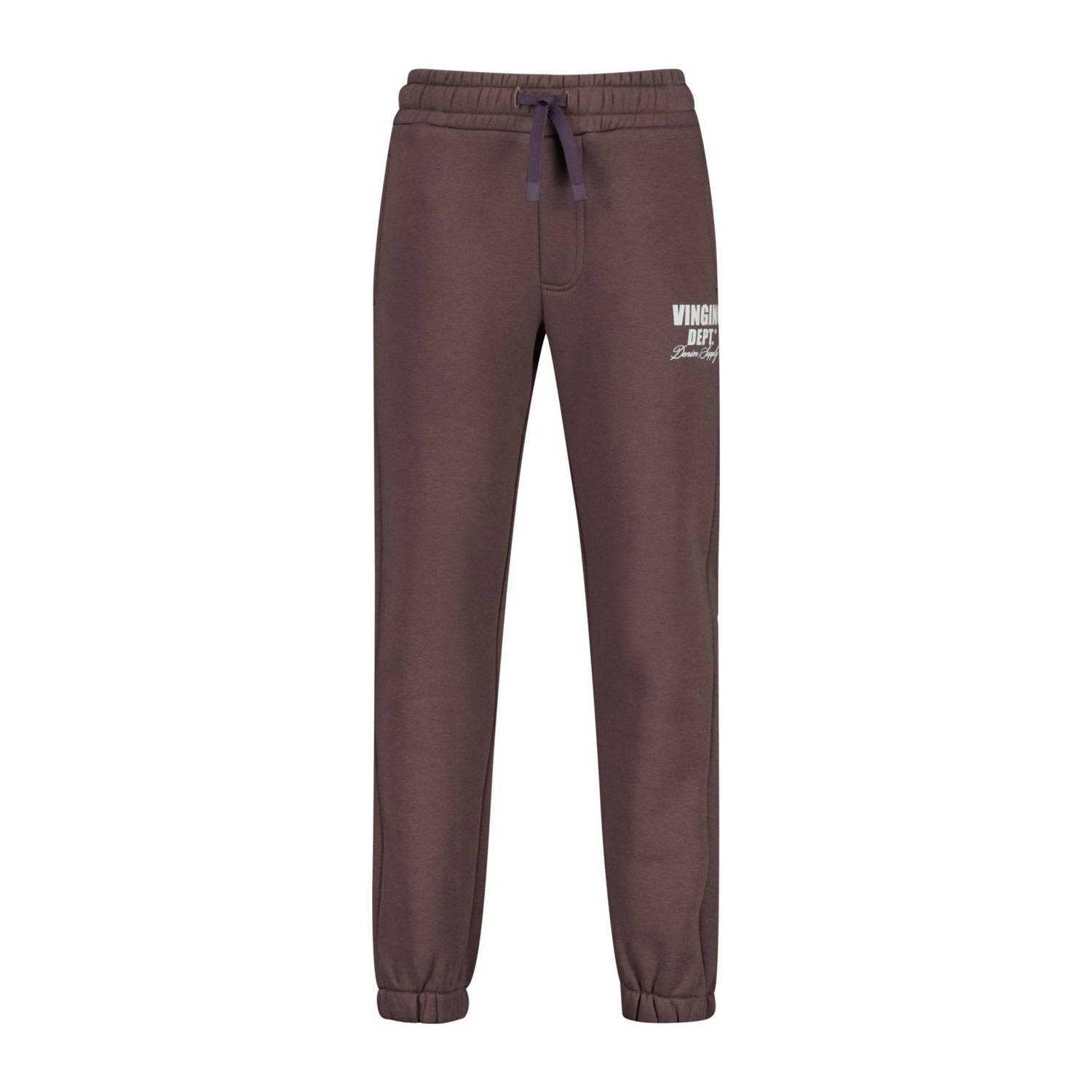 VINGINO tapered fit joggingbroek Basic met printopdruk aubergine Paars Jongens Sweat 128