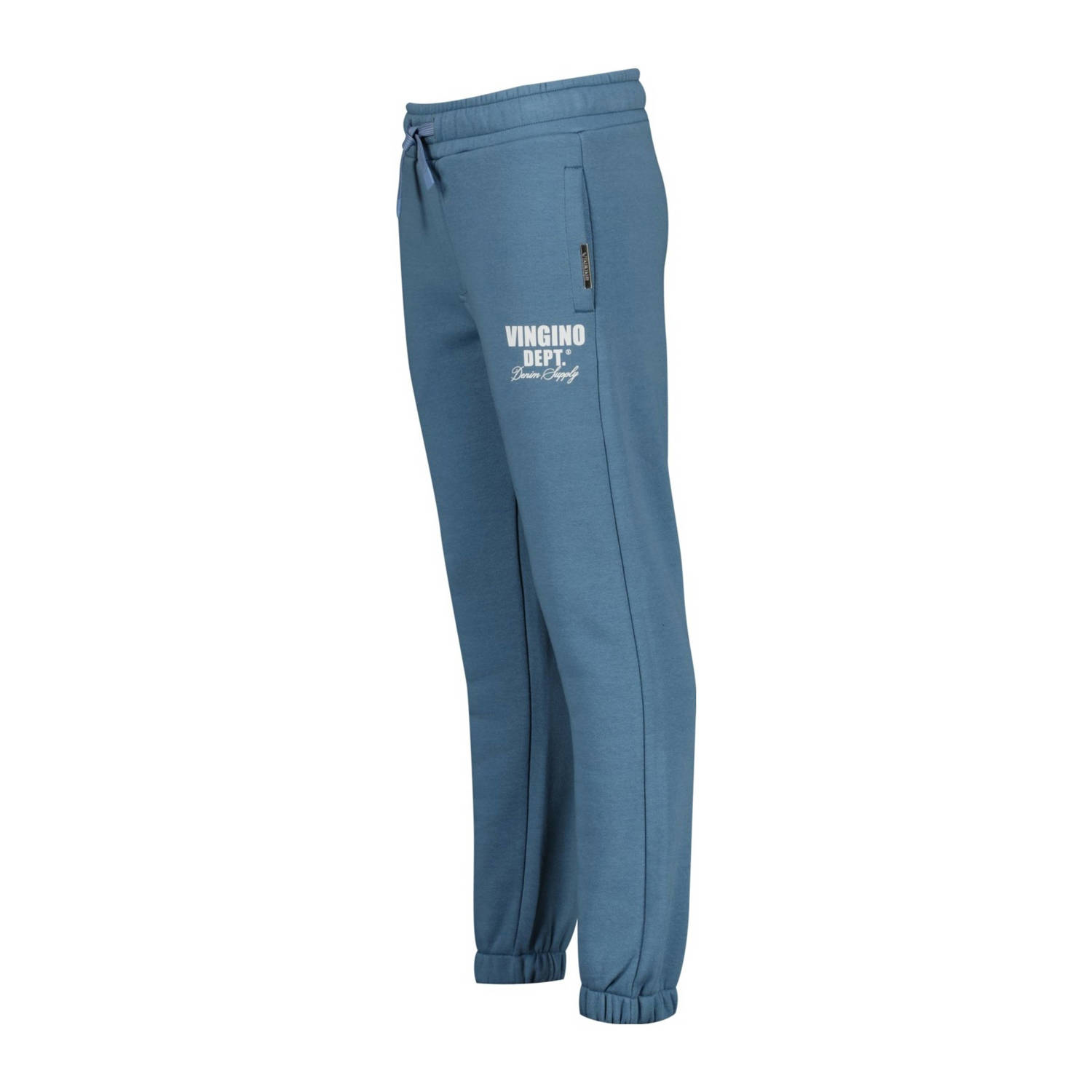 Vingino tapered fit joggingbroek Basic met printopdruk zachtblauw