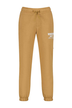 tapered fit joggingbroek Basic met printopdruk zand
