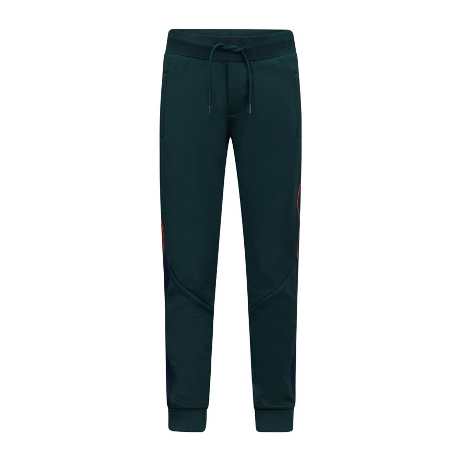 Retour Jeans Retour Performance slim fit joggingbroek Runner met zijstreep donkergroen rood