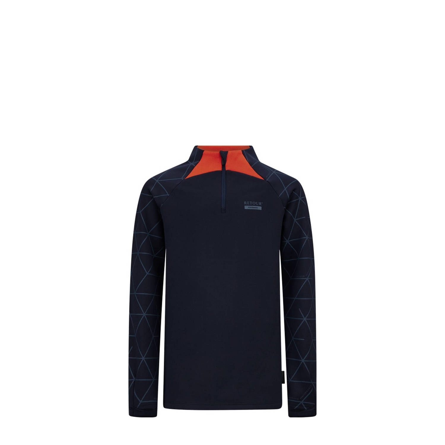 Retour Jeans Retour Performance sweater Score donkerblauw oranje