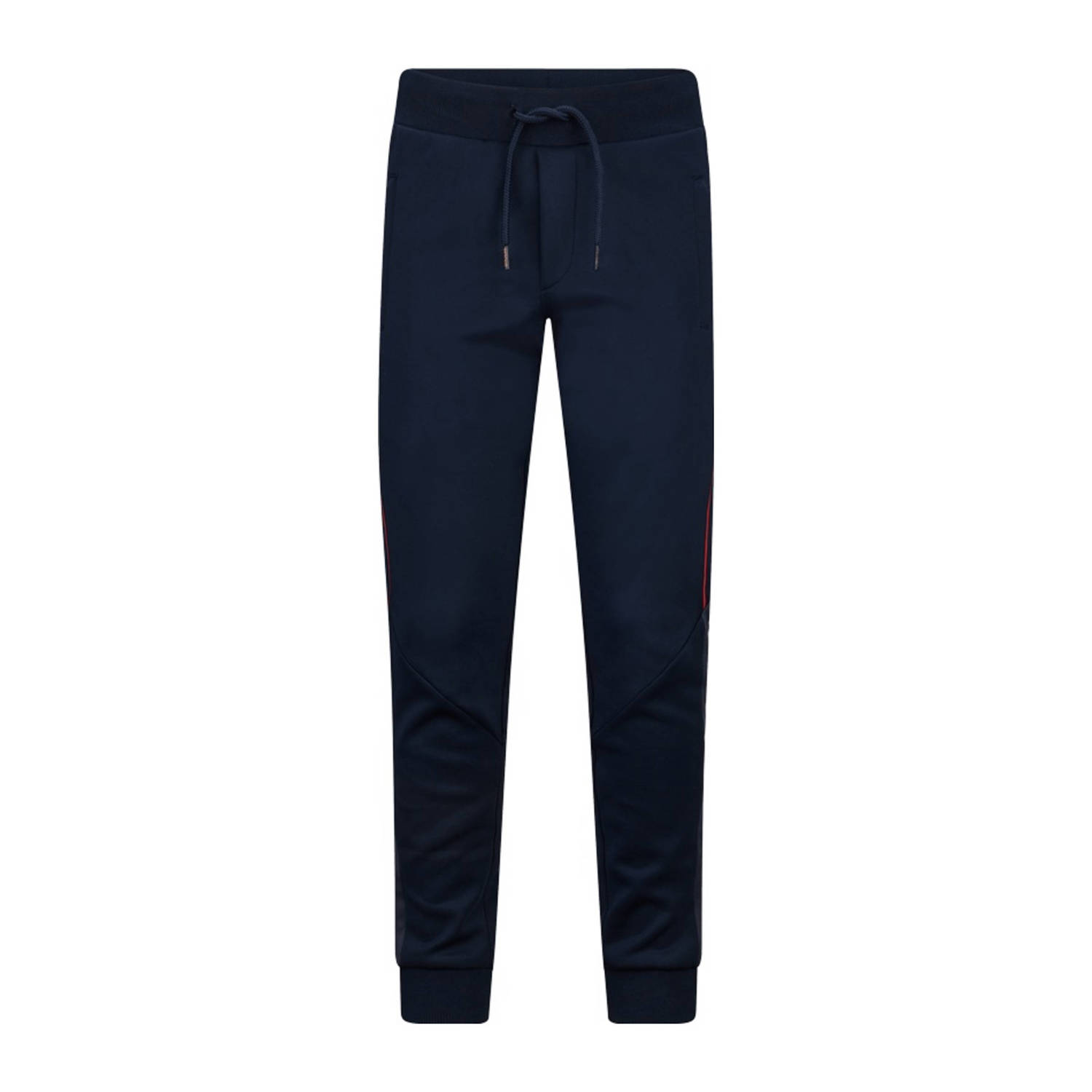 Retour Jeans Retour Performance slim fit joggingbroek Runner met zijstreep donkerblauw oranje