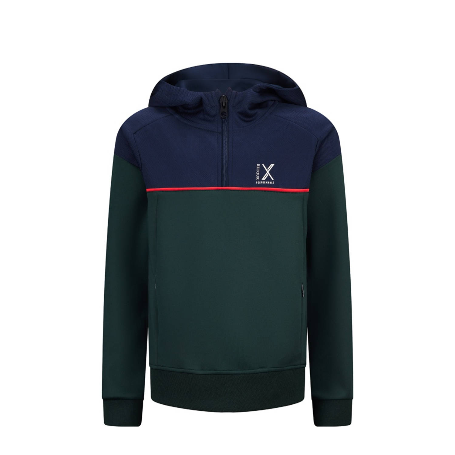 Retour Jeans Retour Performance hoodie Victory donkergroen donkerblauw