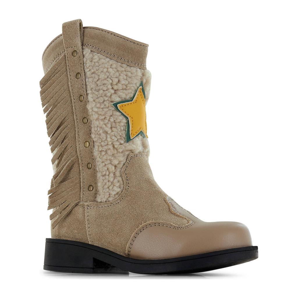 Taupe meisjes Shoesme suède cowboylaarzen met ritssluiting