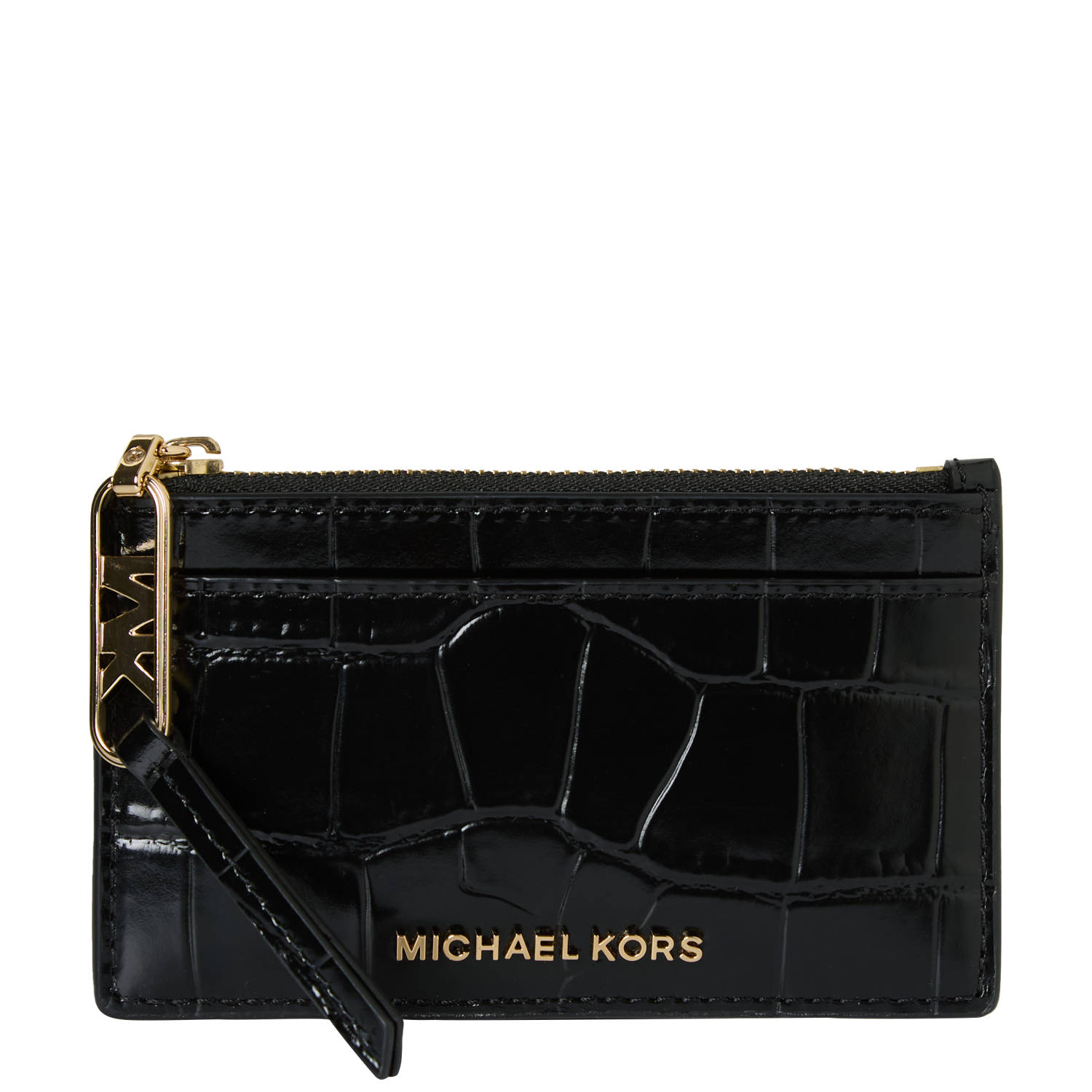 Michael Kors Croco-print pasjeshouder met muntvak Black Dames