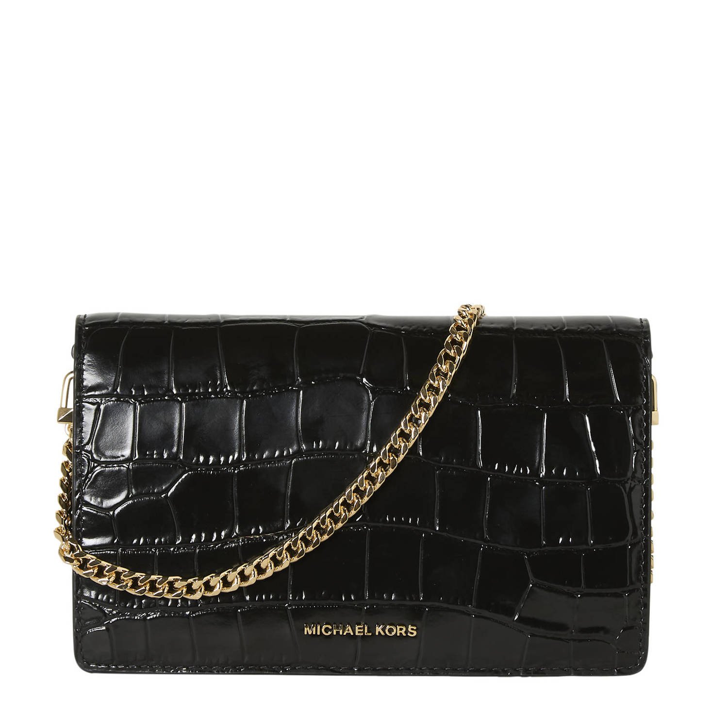 Michael Kors Zwarte Crossbody Tas met Flap Ketting Black Dames