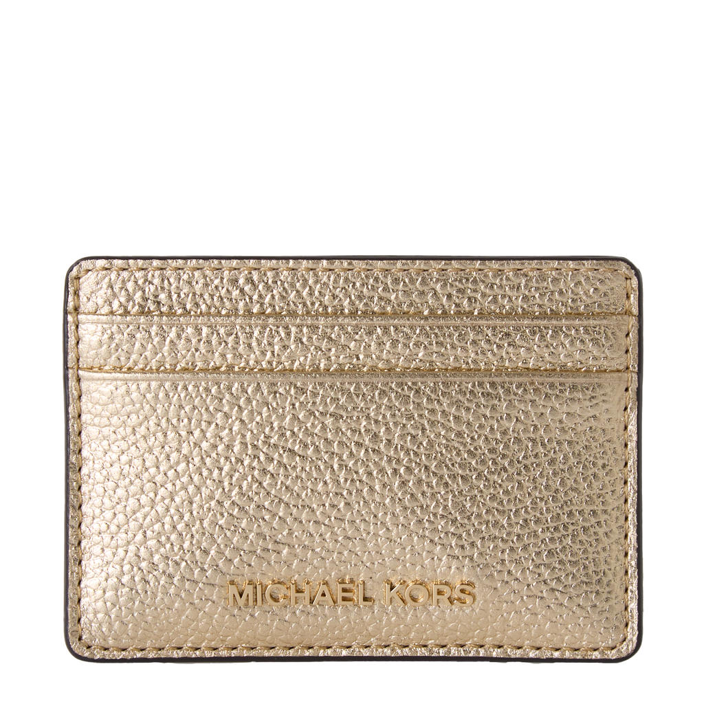 Michael Kors leren pasjeshouder Jet Set goudkleurig
