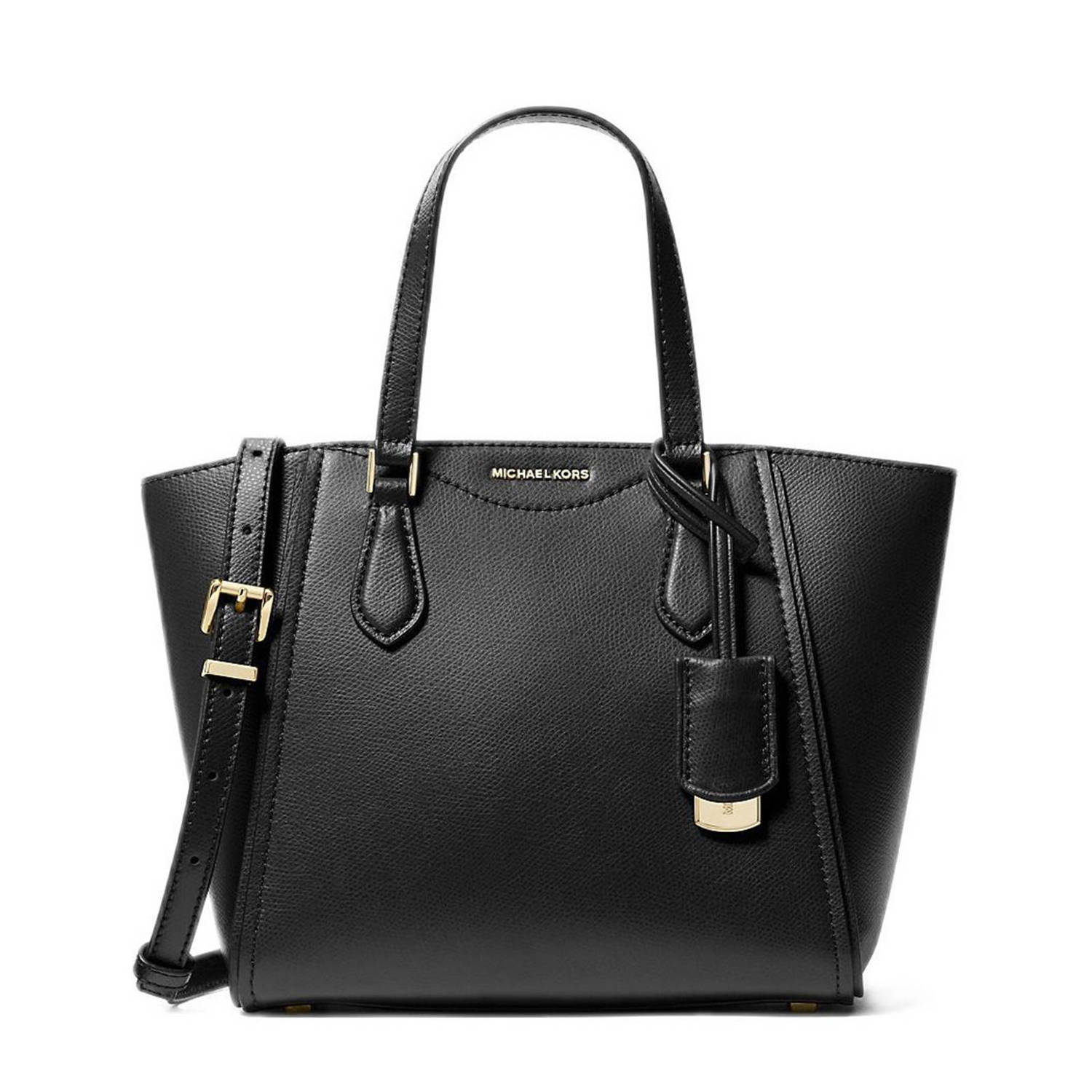 Michael Kors Leren Tote Tas met Afneembare Band Black Dames