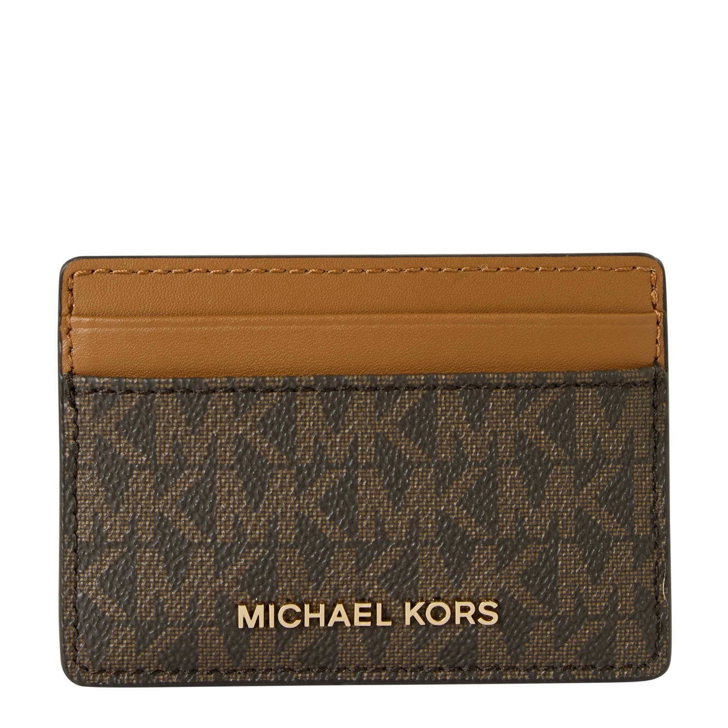 Michael Kors pasjeshouder Jet Set met logoprint donkerbruin