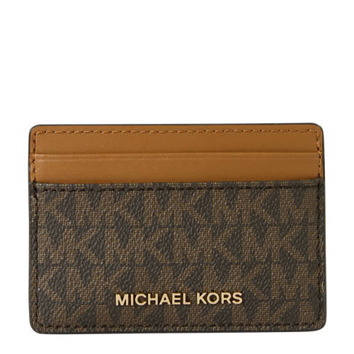 Michael Kors pasjeshouder Jet Set met logoprint donkerbruin afbeelding