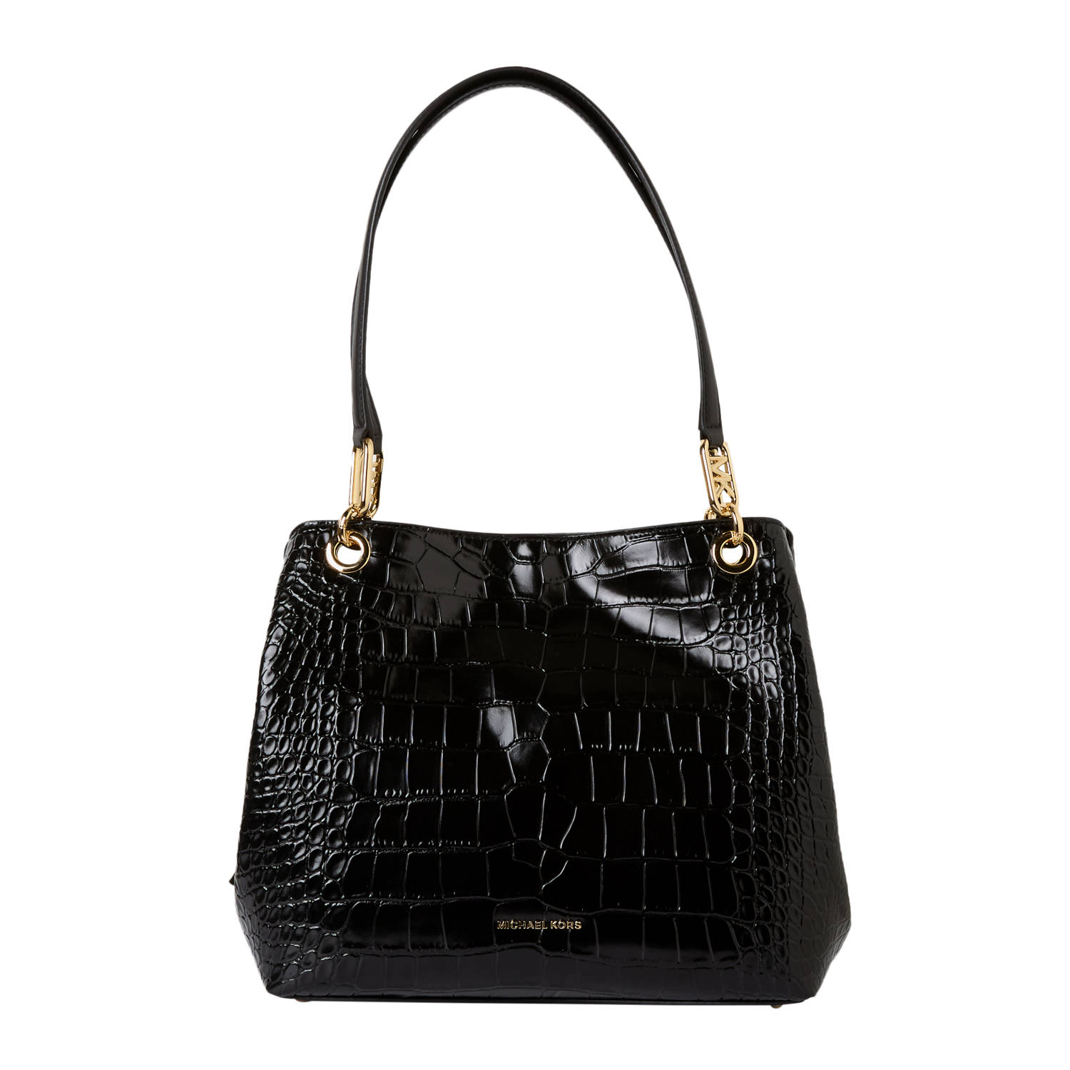 Michael Kors leren shopper Kensington met crocoprint zwart