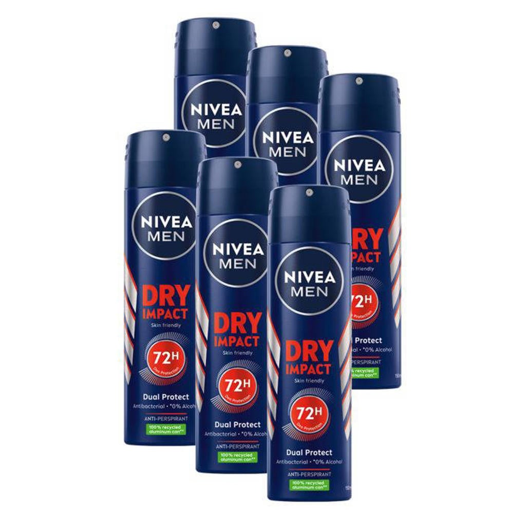 NIVEA FOR MEN Impact deodorant - voordeelverpakking - 6 x 150 ml