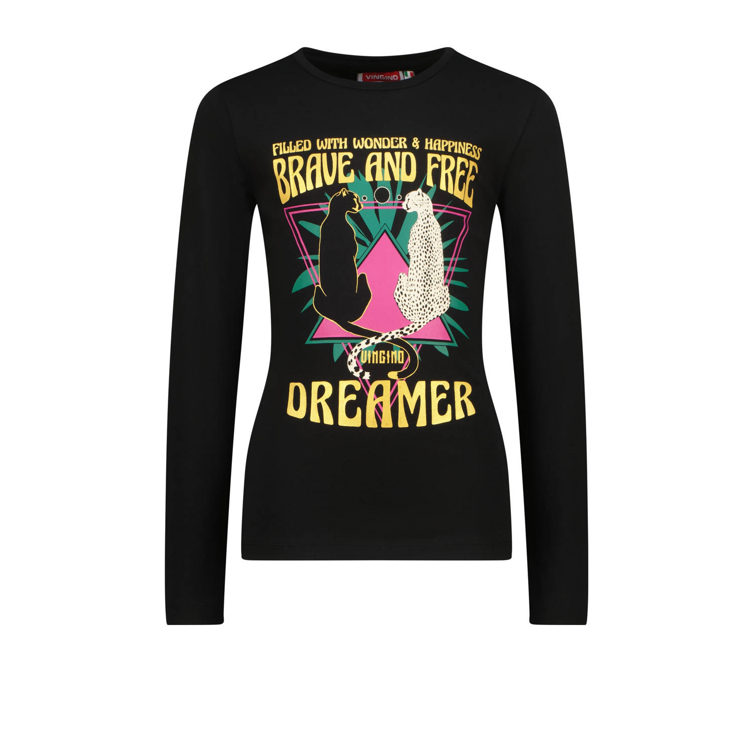Vingino longsleeve Jitte met printopdruk zwart