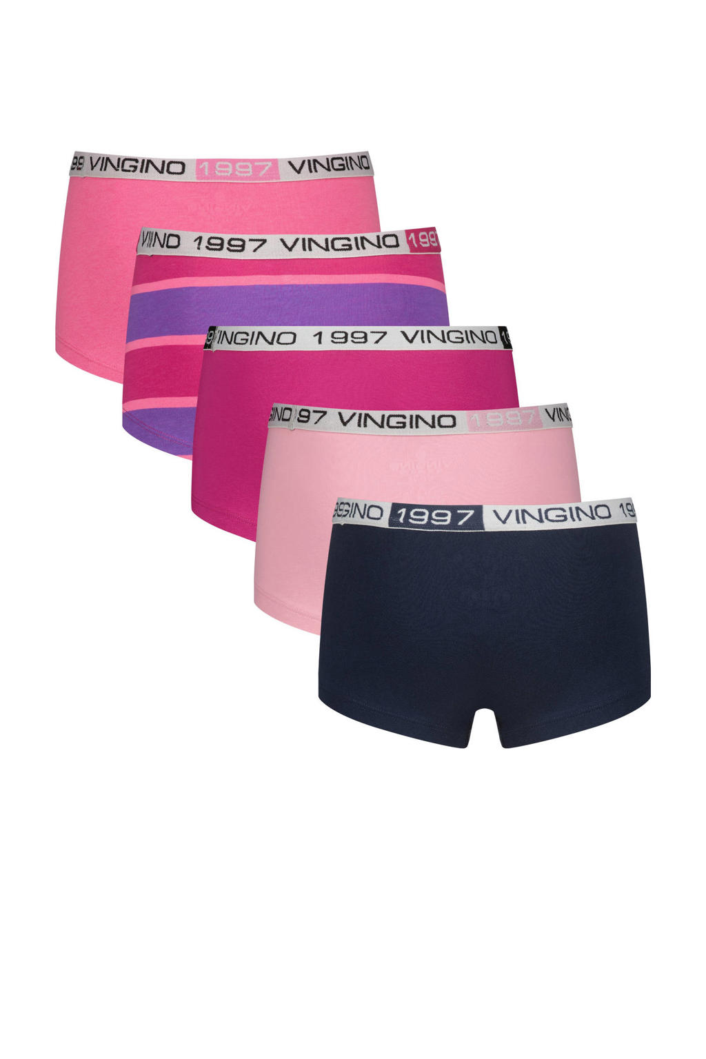 Vingino short Stripe - set van 5 fuchsia/multicolor | wehkamp