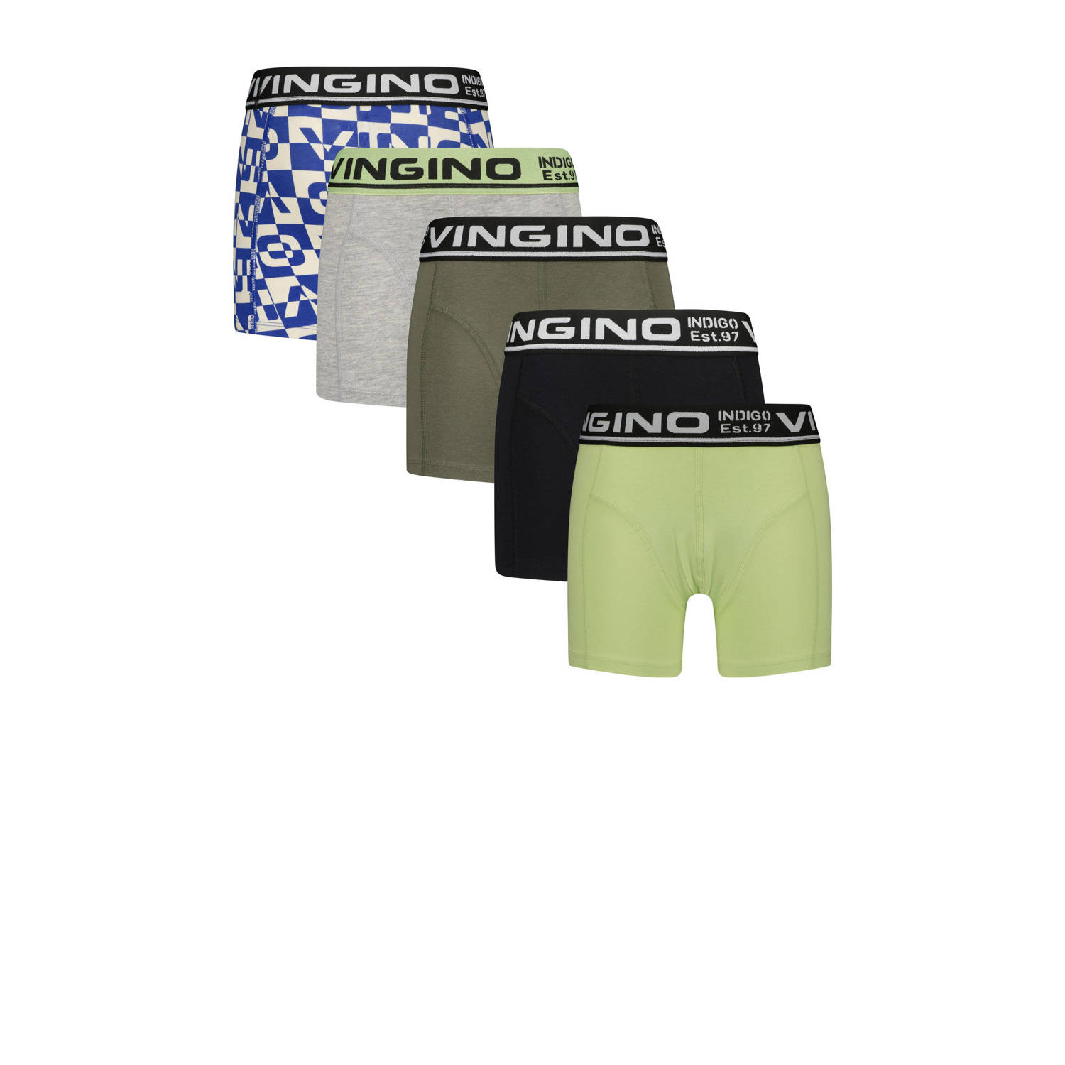 Vingino boxershort Mix set van 5 limegroen multicolor