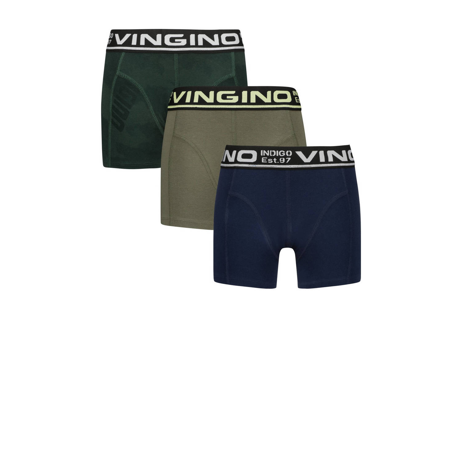 Vingino boxershort Blend set van 3 armygroen donkerblauw donkergroen