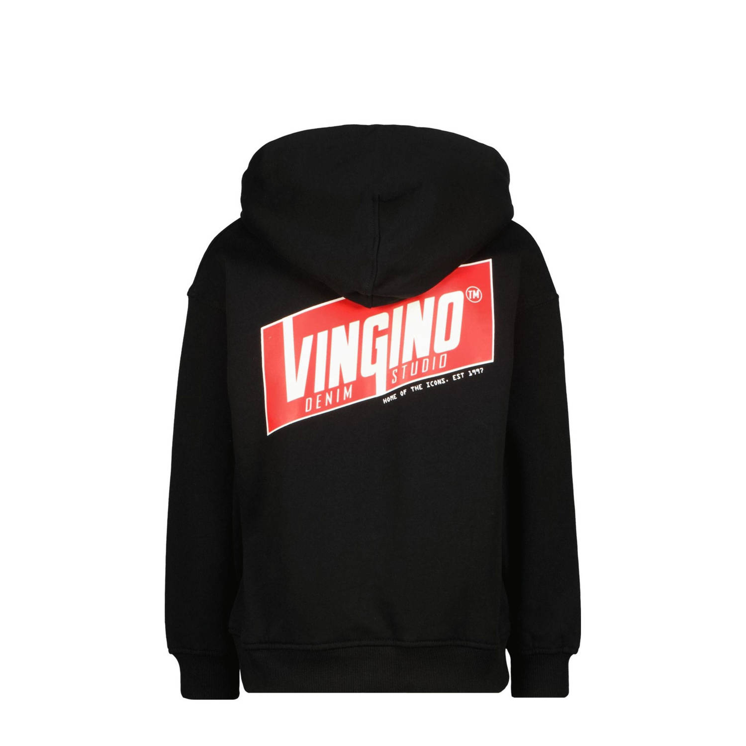 Vingino sweatvest Ovio met backprint zwart