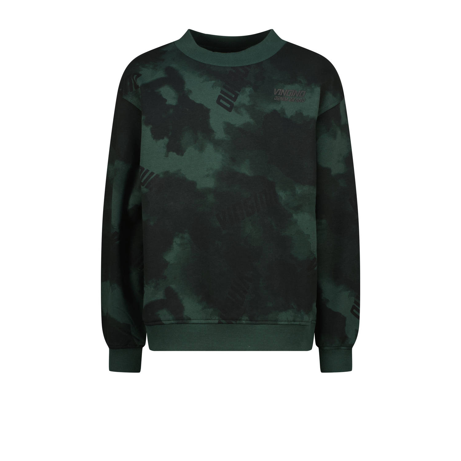 Vingino sweater Nort met all over print donkergroen