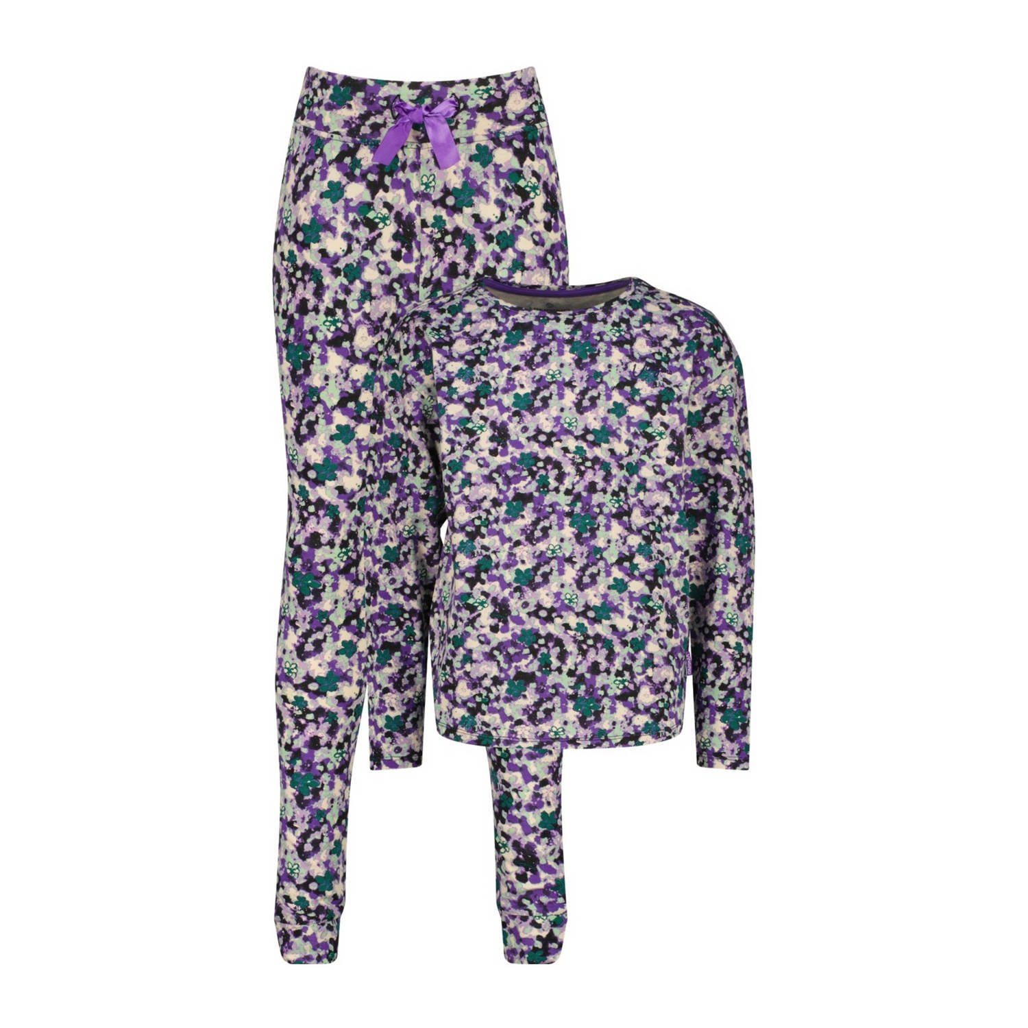 Vingino pyjama Wayra met all over print lila groen ecru