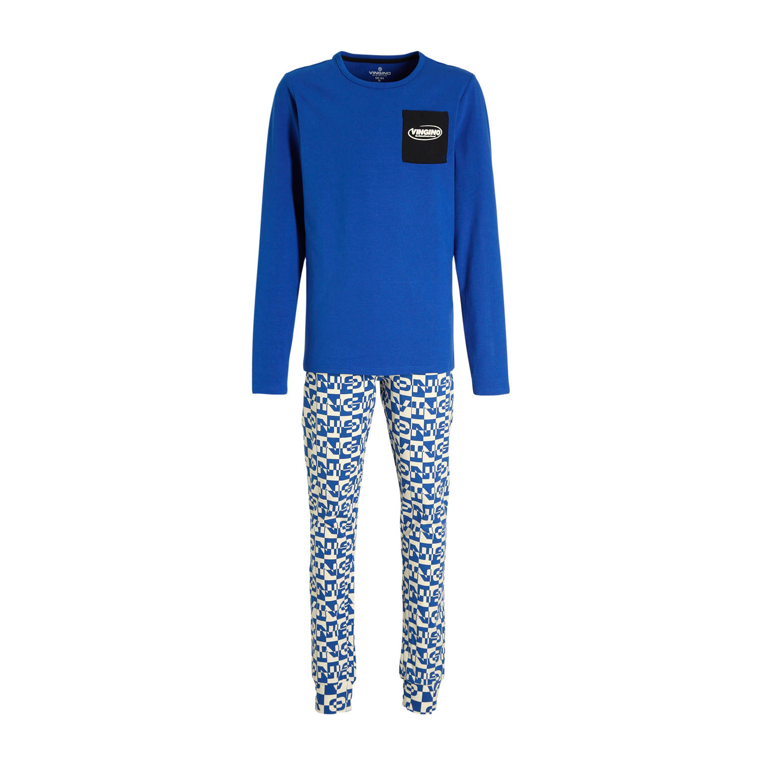 Vingino pyjama Wopi met all over print kobaltblauw wit