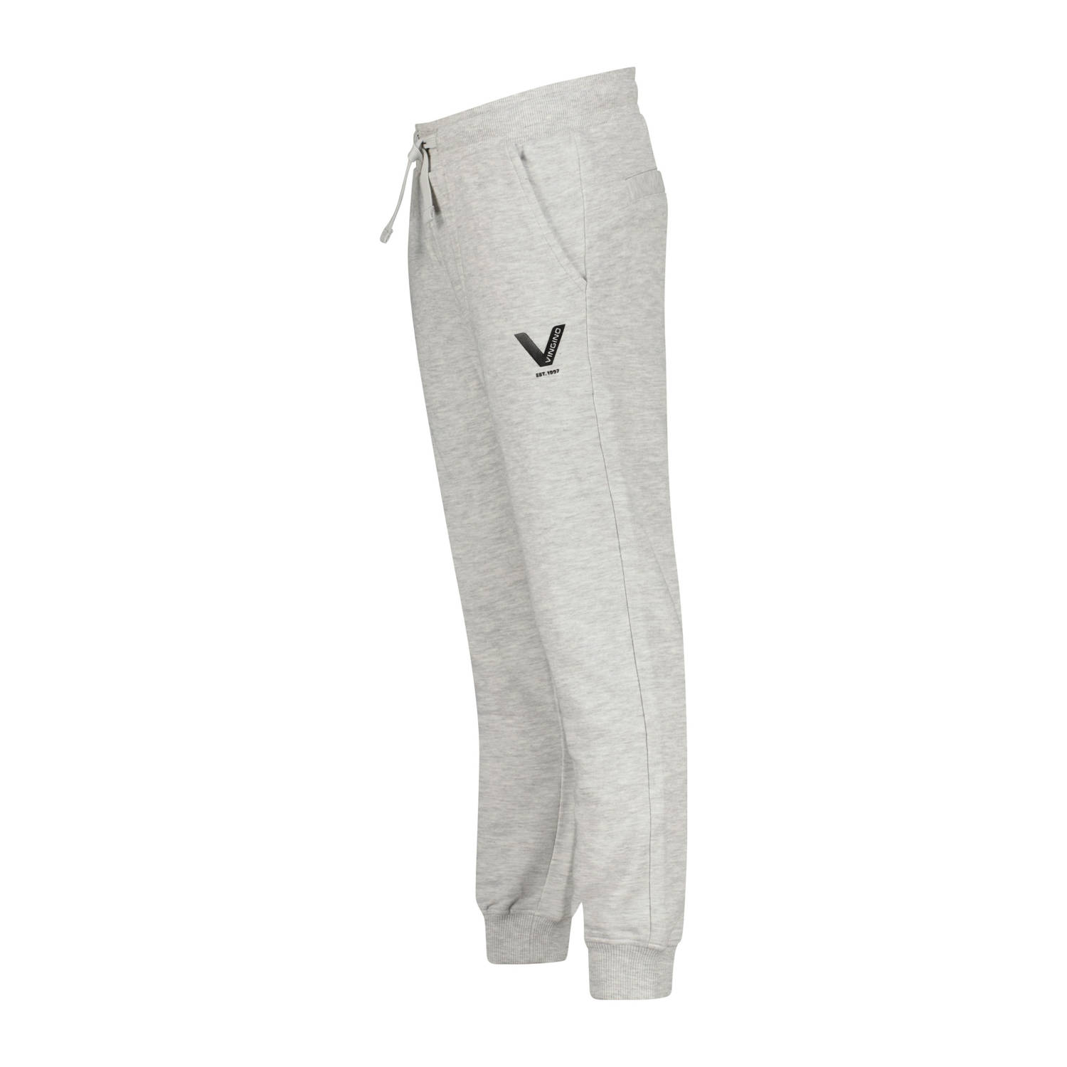 Vingino relaxed joggingbroek Saxic met printopdruk lichtgrijs melange