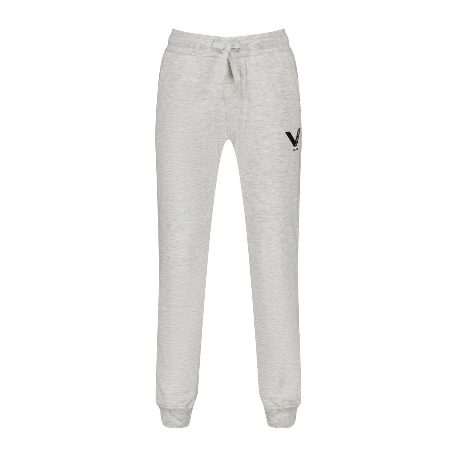 Vingino relaxed joggingbroek Saxic met printopdruk lichtgrijs melange