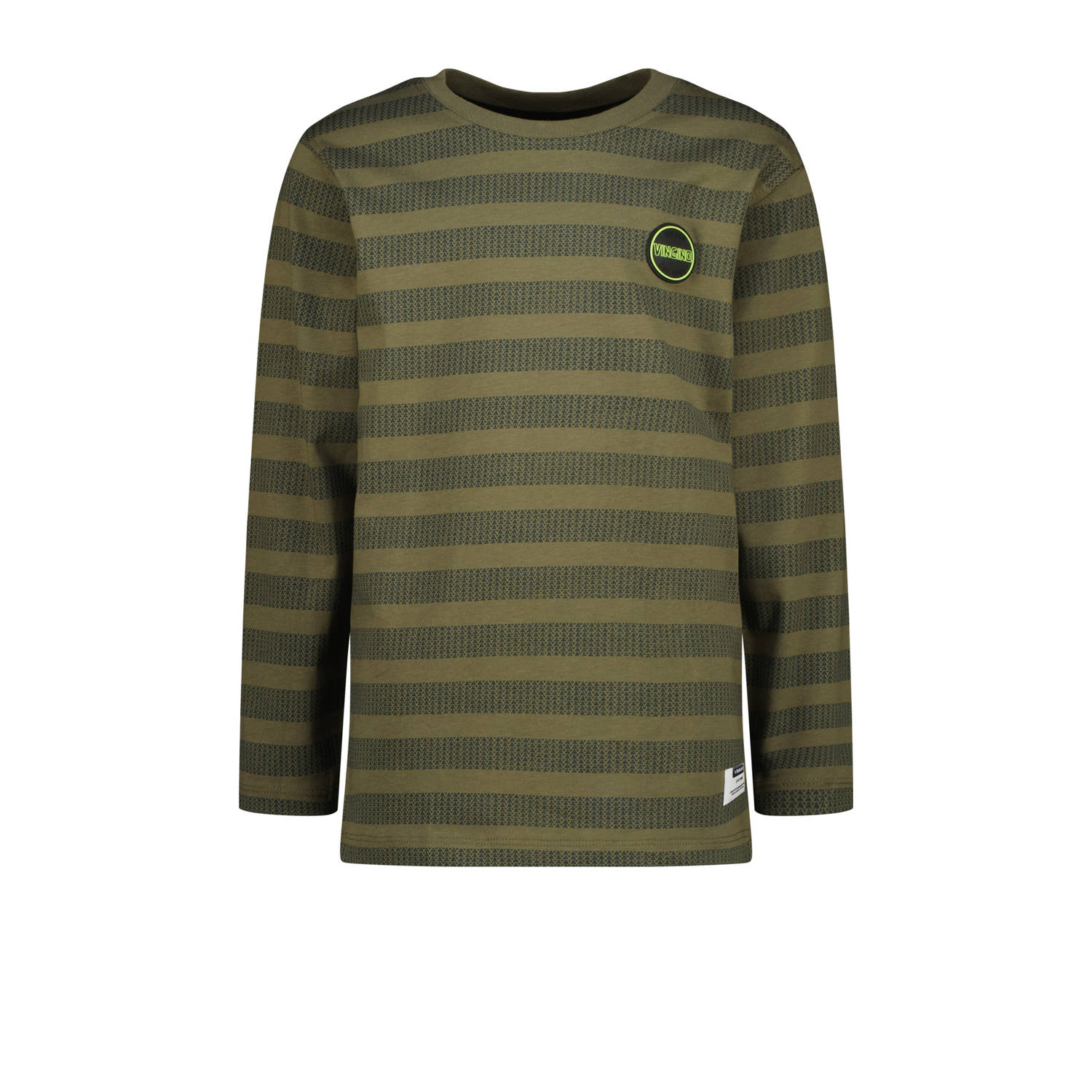 Vingino gestreepte longsleeve Jorin armygroen