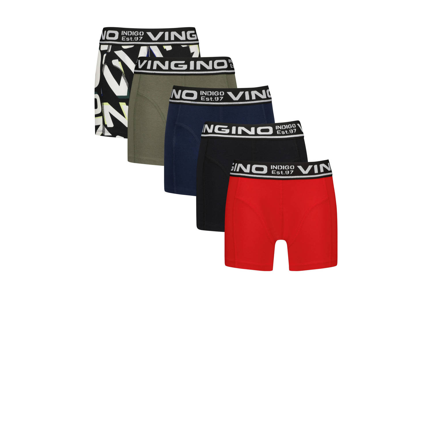 Vingino boxershort set van 5 rood multicolor