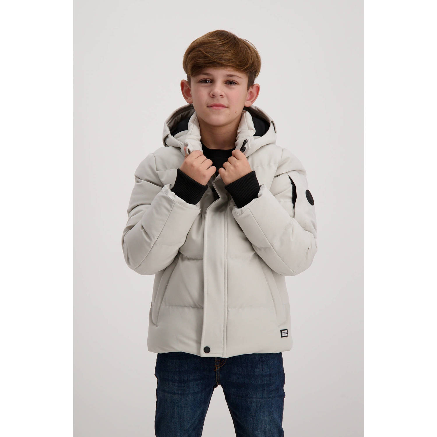 Cars gewatteerde winterjas BRONX offwhite Wit Jongens Nylon Capuchon Effen 128