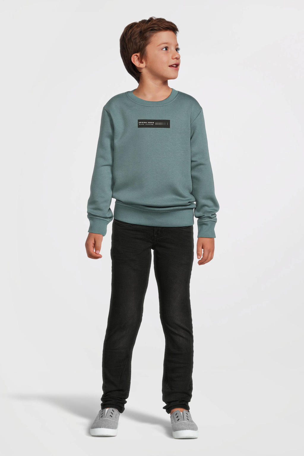Groene jongens Cars sweater met printopdruk, lange mouwen, ronde hals en geribde boorden