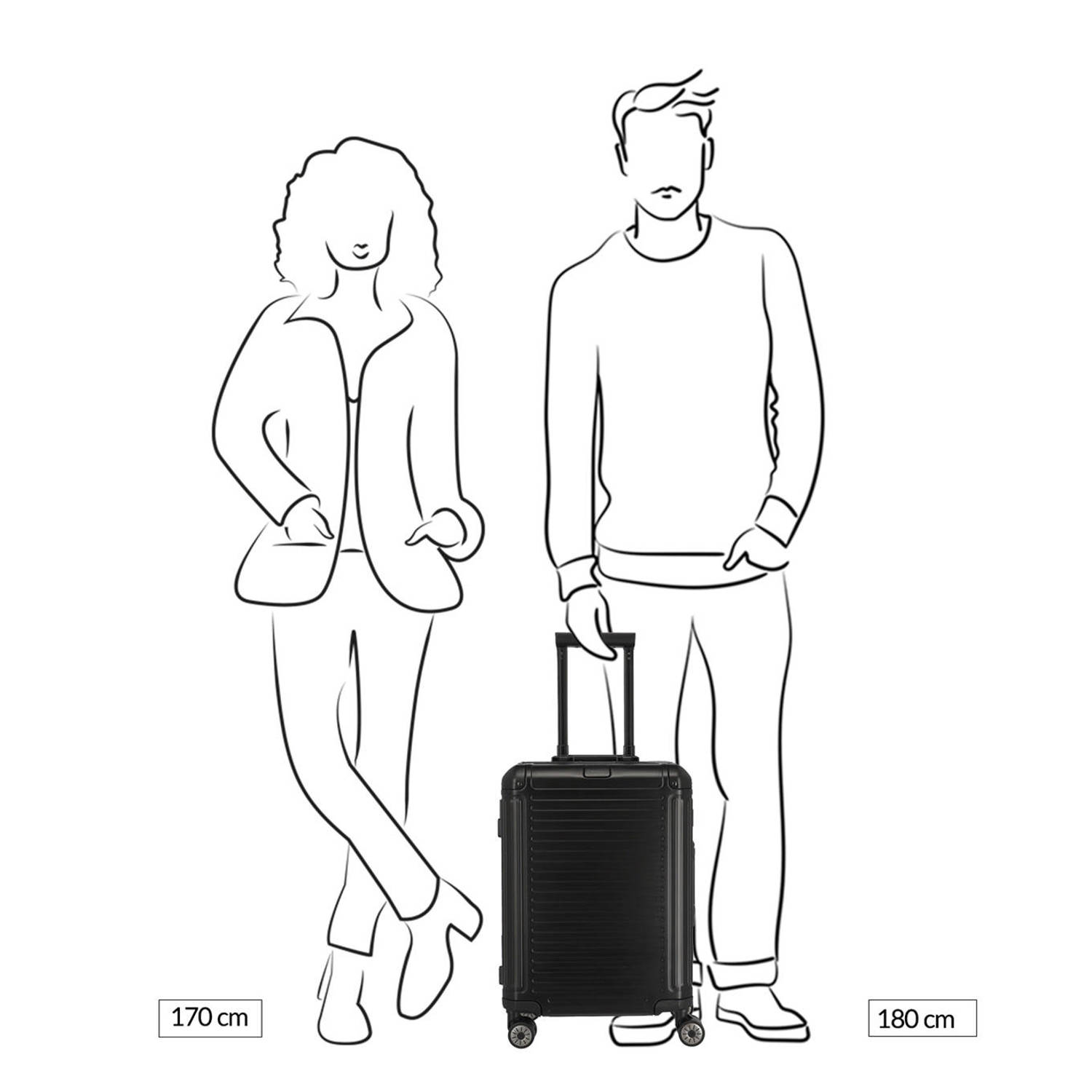 Travelite trolley Next 2.0 Aluminium 55 cm. zwart