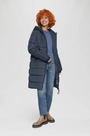 gewatteerde winterjas donkerblauw